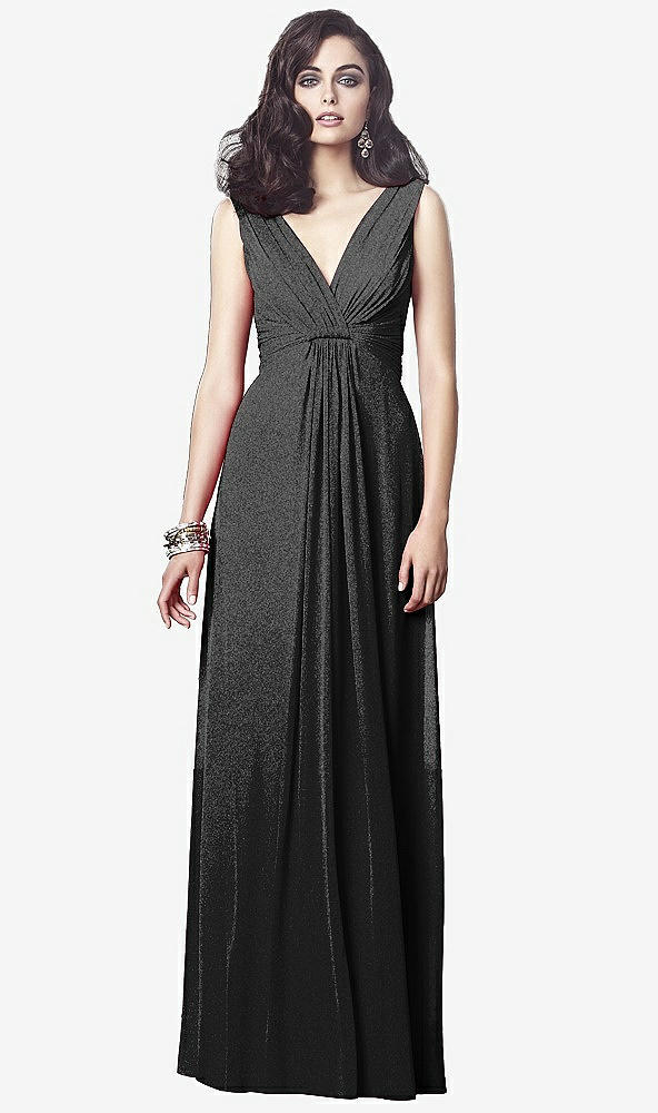 Front View - Black Silver Dessy Shimmer Bridesmaid Dress 2907LS