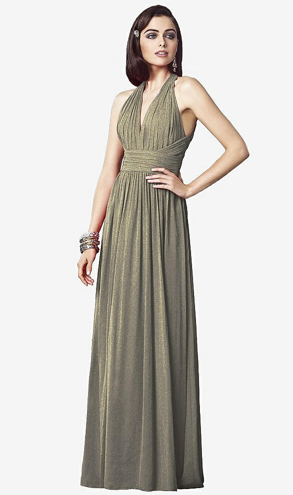 Front View - Mocha Gold Dessy Shimmer Bridesmaid Dress 2908LS