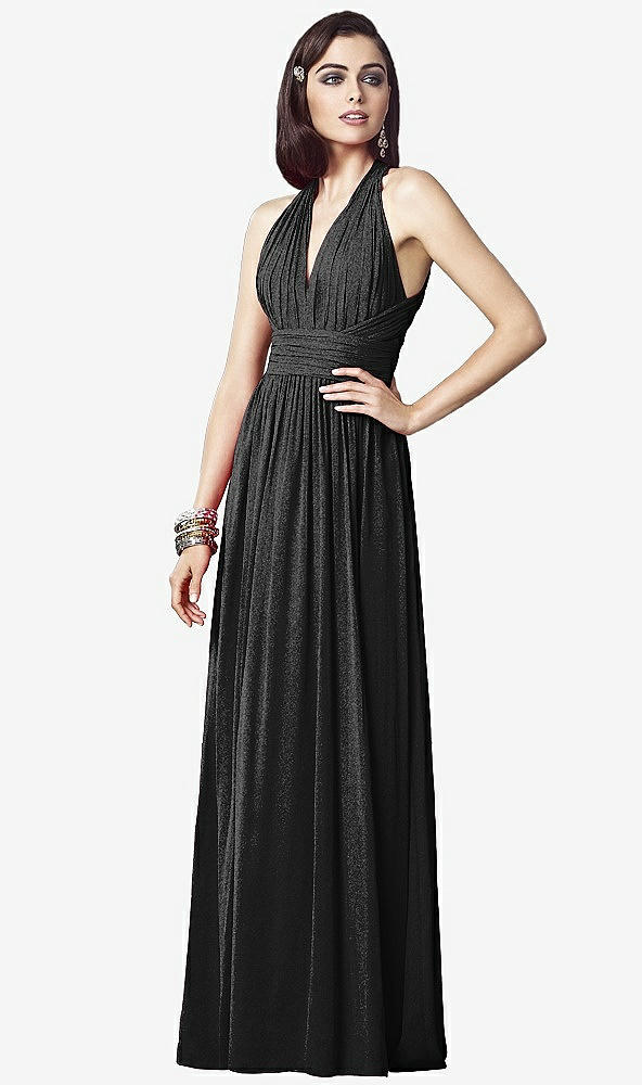 Front View - Black Silver Dessy Shimmer Bridesmaid Dress 2908LS