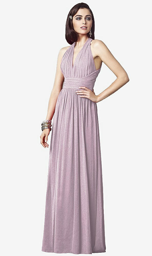 Front View - Suede Rose Silver Dessy Shimmer Bridesmaid Dress 2908LS