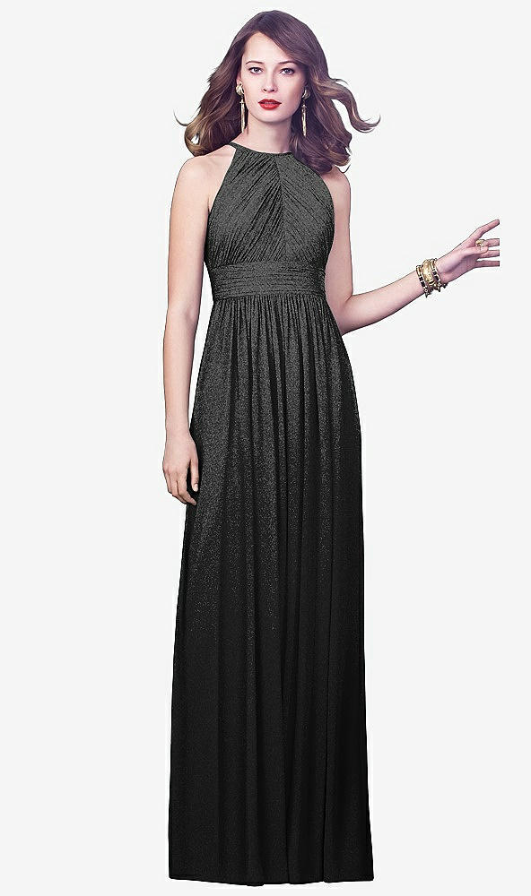 Front View - Black Silver Dessy Shimmer Bridesmaid Dress 2918LS