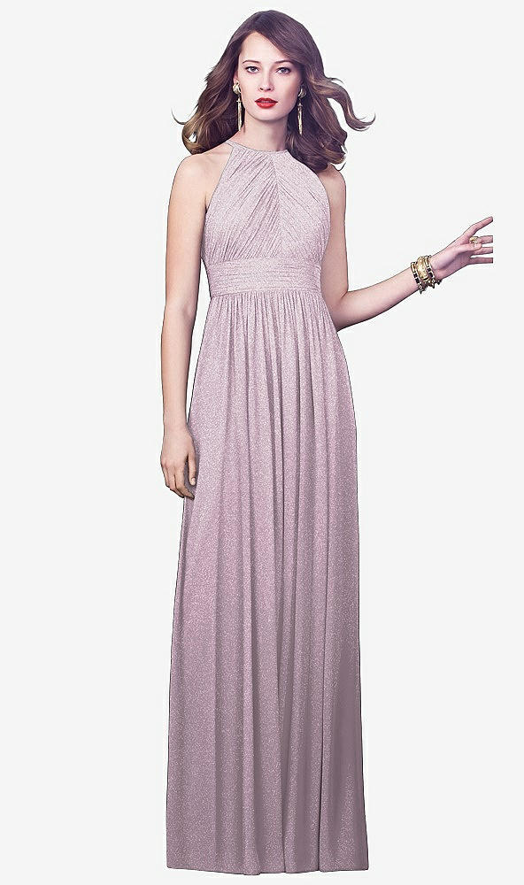 Front View - Suede Rose Silver Dessy Shimmer Bridesmaid Dress 2918LS