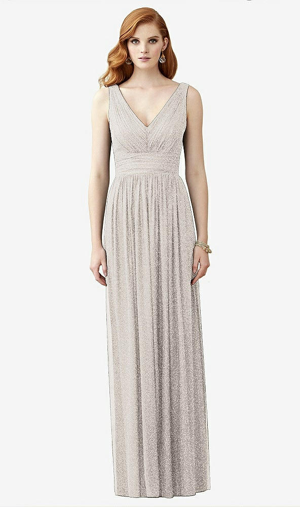 Front View - Taupe Silver Dessy Shimmer Bridesmaid Dress 2955LS