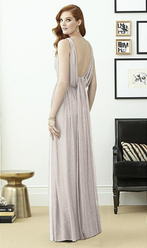 Back View - Taupe Silver Dessy Shimmer Bridesmaid Dress 2955LS
