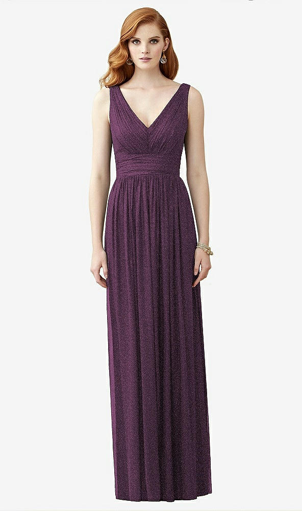 Front View - Aubergine Silver Dessy Shimmer Bridesmaid Dress 2955LS