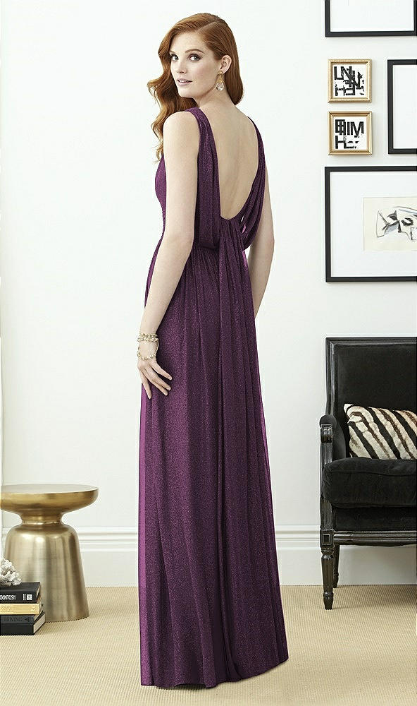 Back View - Aubergine Silver Dessy Shimmer Bridesmaid Dress 2955LS
