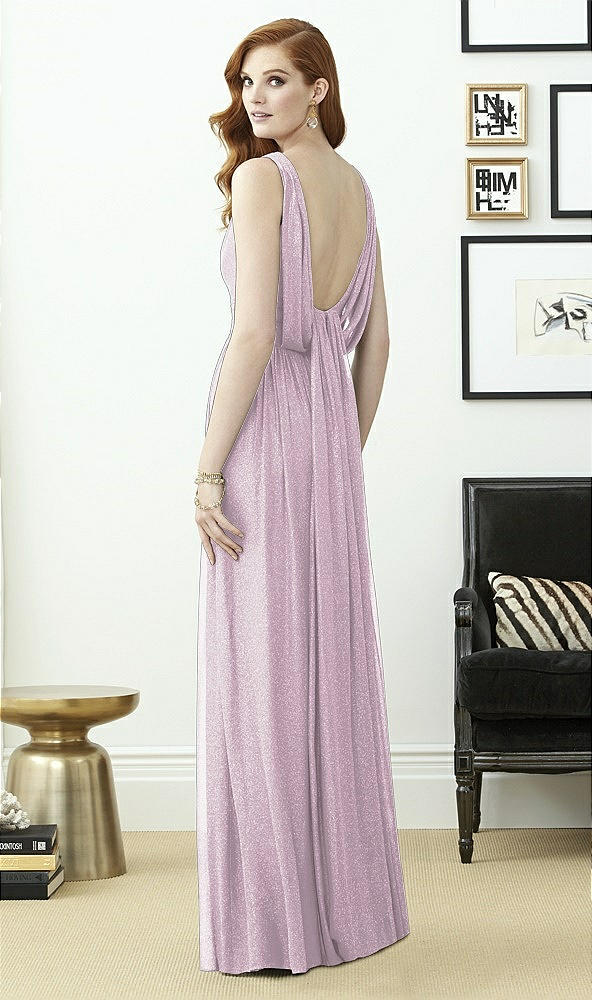 Back View - Suede Rose Silver Dessy Shimmer Bridesmaid Dress 2955LS