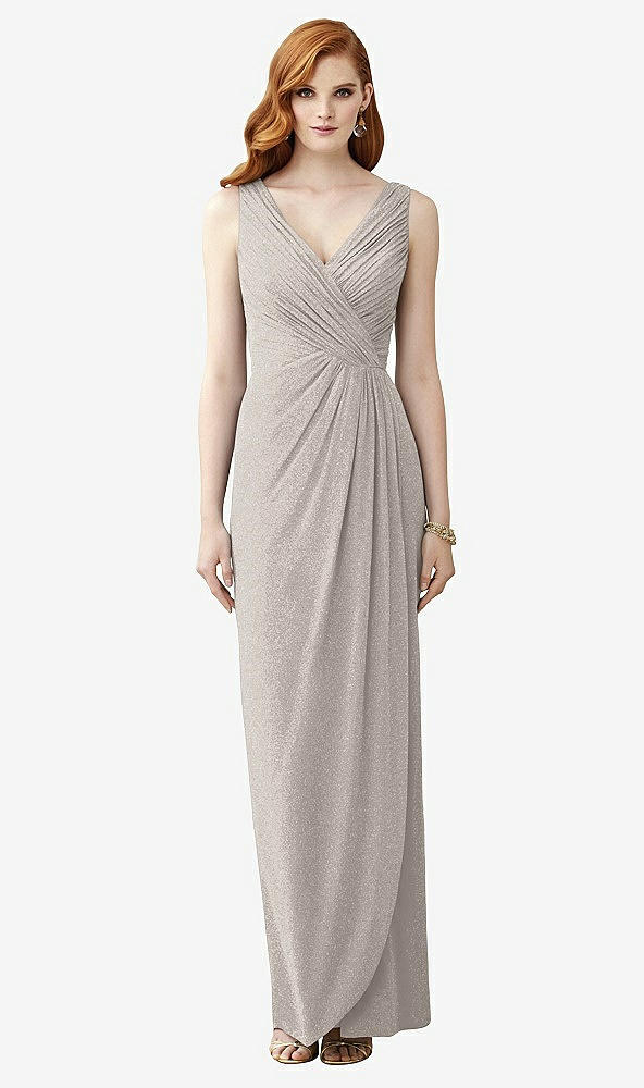 Front View - Taupe Silver Dessy Shimmer Bridesmaid Dress 2958LS