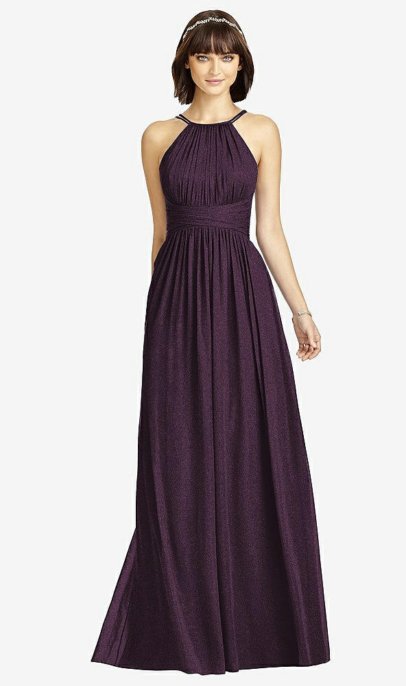 Front View - Aubergine Silver Dessy Shimmer Bridesmaid Dress 2969LS