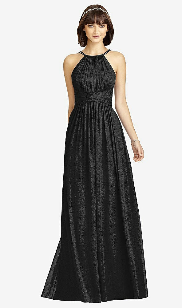 Front View - Black Silver Dessy Shimmer Bridesmaid Dress 2969LS