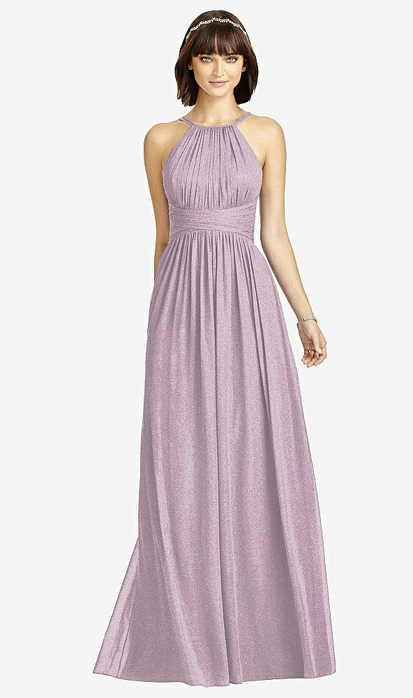 Front View - Suede Rose Silver Dessy Shimmer Bridesmaid Dress 2969LS