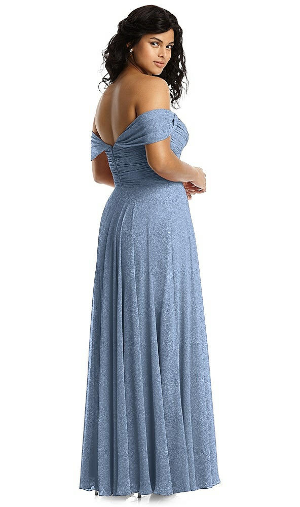 Back View - Cloudy Silver Dessy Shimmer Bridesmaid Dress 2970LS