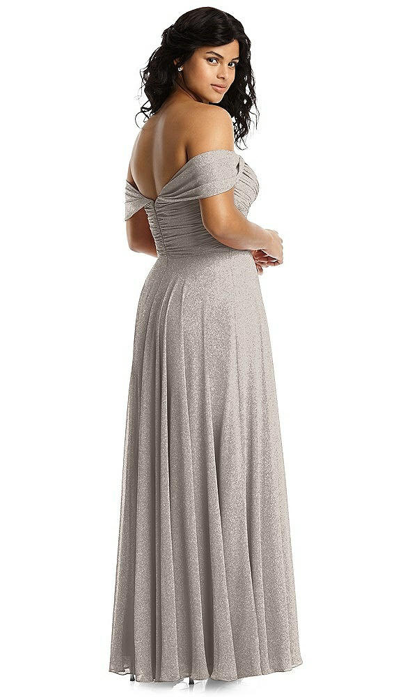Back View - Taupe Silver Dessy Shimmer Bridesmaid Dress 2970LS