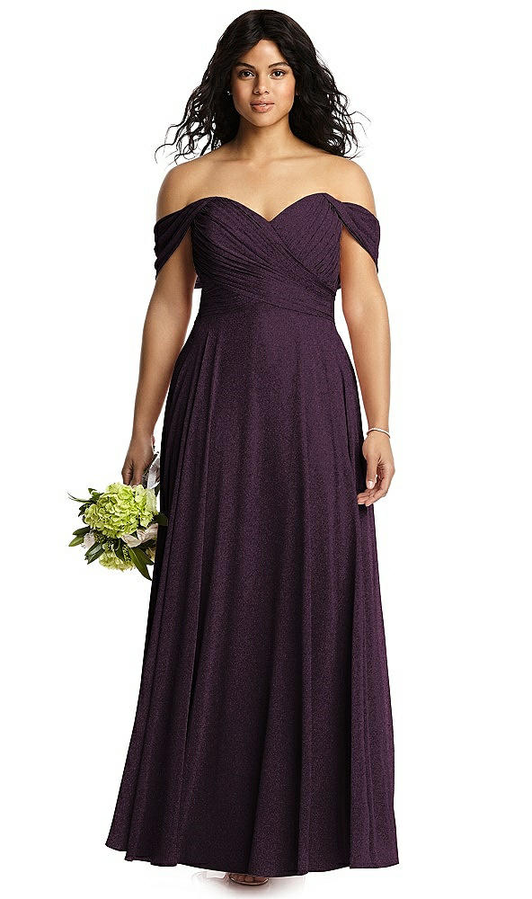 Front View - Aubergine Silver Dessy Shimmer Bridesmaid Dress 2970LS