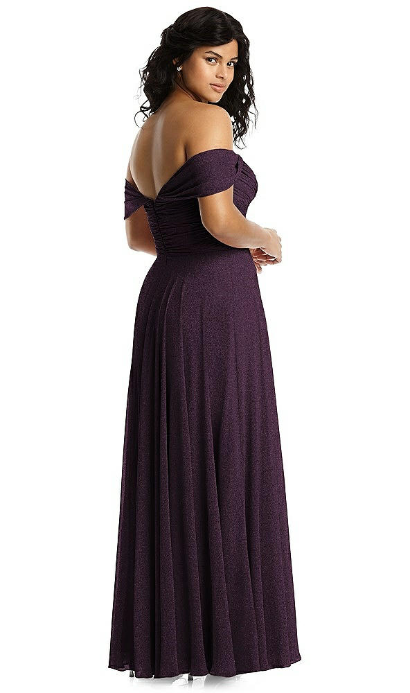 Back View - Aubergine Silver Dessy Shimmer Bridesmaid Dress 2970LS