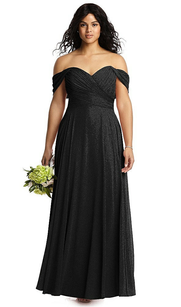 Front View - Black Silver Dessy Shimmer Bridesmaid Dress 2970LS