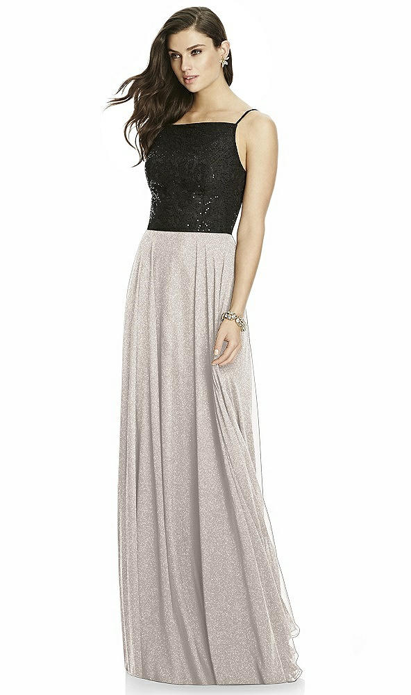 Front View - Taupe Silver Dessy Shimmer Bridesmaid Skirt S2984LS