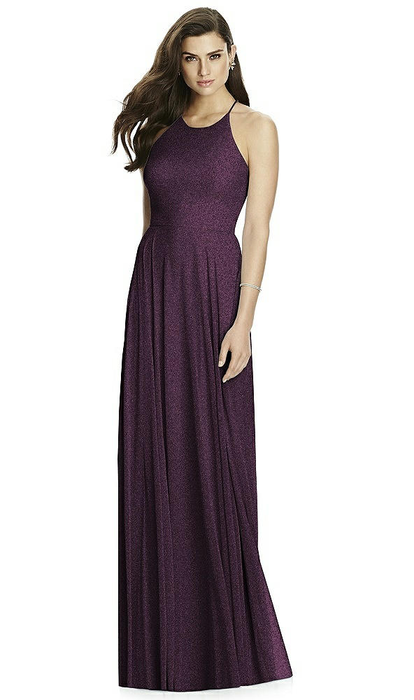 Front View - Aubergine Silver Dessy Shimmer Bridesmaid Dress 2988LS