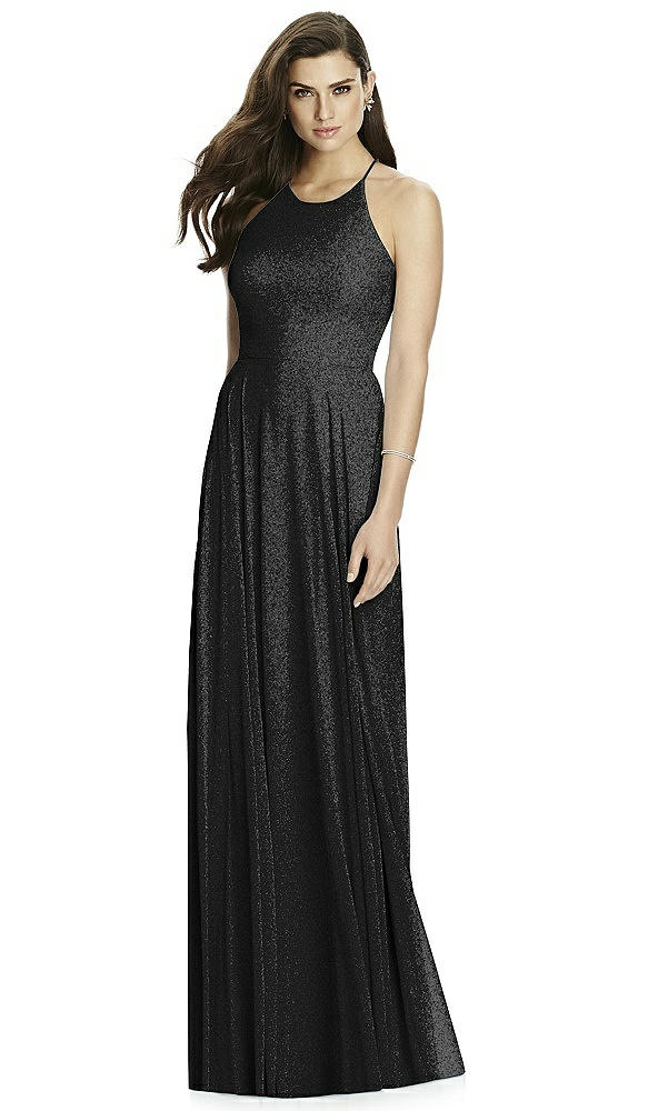 Front View - Black Silver Dessy Shimmer Bridesmaid Dress 2988LS