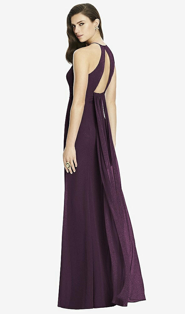 Front View - Aubergine Silver Dessy Shimmer Bridesmaid Dress 2990LS