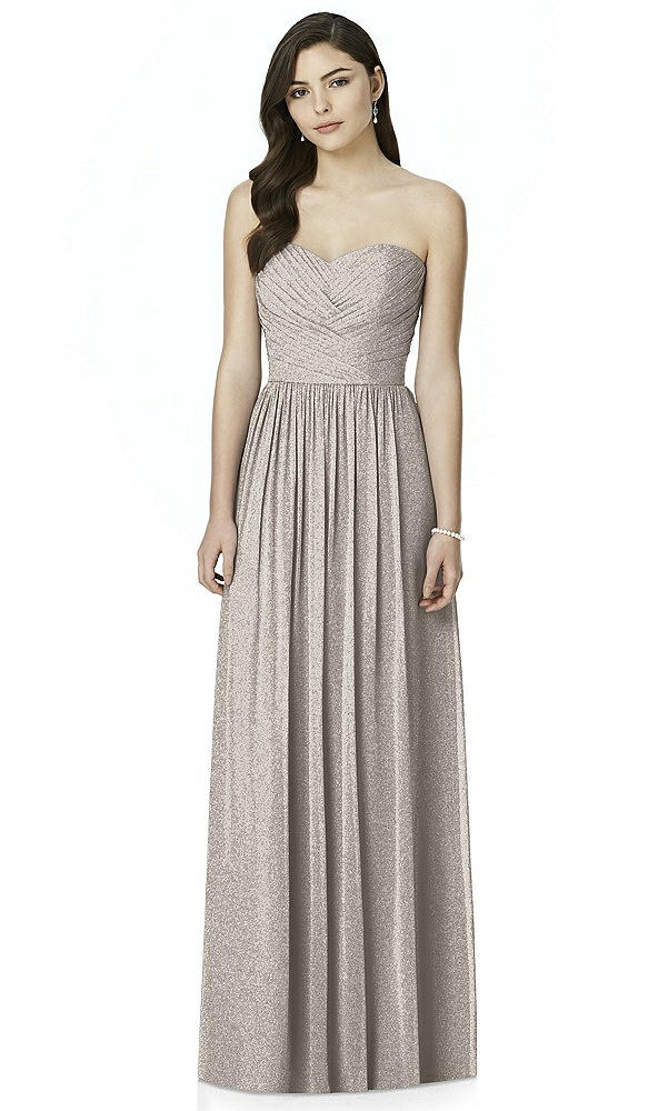 Front View - Taupe Silver Dessy Shimmer Bridesmaid Dress 2991LS