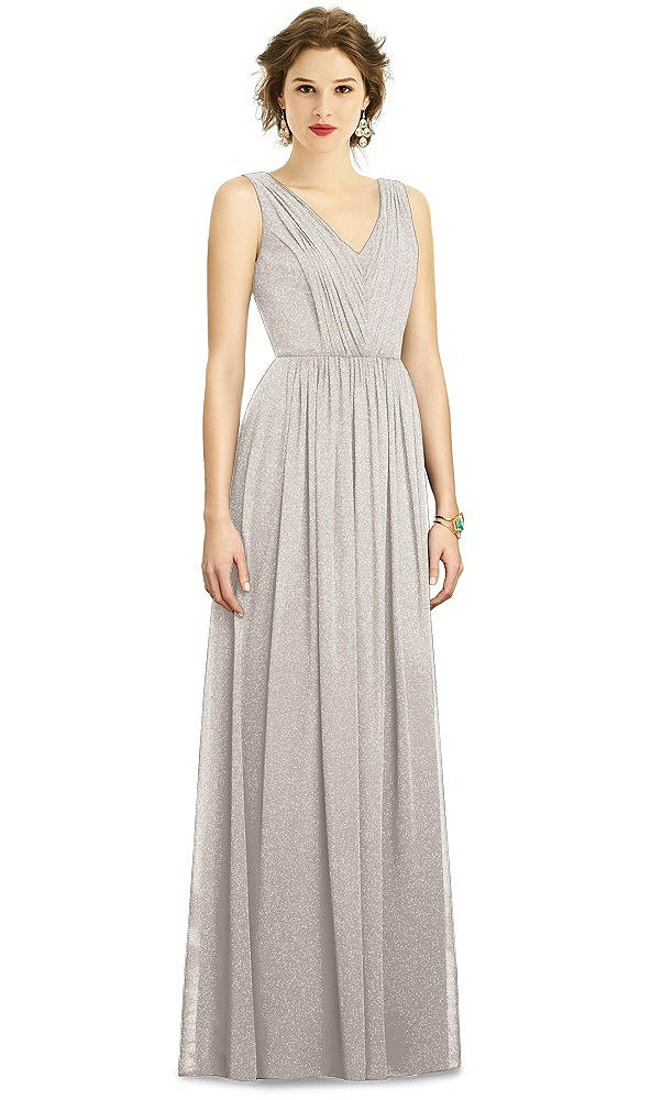 Front View - Taupe Silver Dessy Shimmer Bridesmaid Dress 3005LS