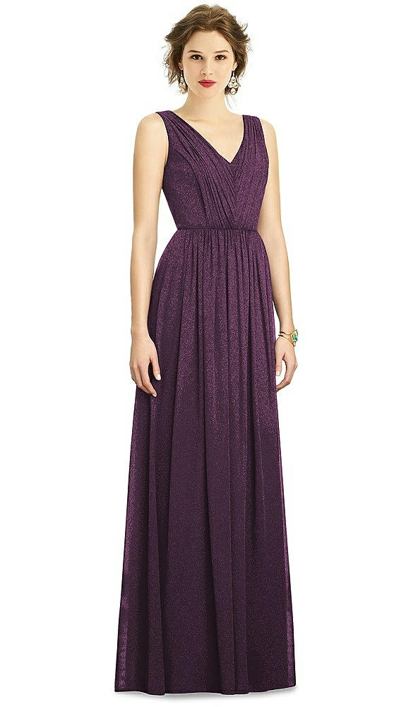 Front View - Aubergine Silver Dessy Shimmer Bridesmaid Dress 3005LS