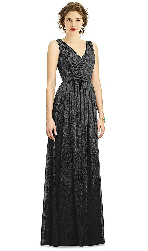 Front View - Black Silver Dessy Shimmer Bridesmaid Dress 3005LS
