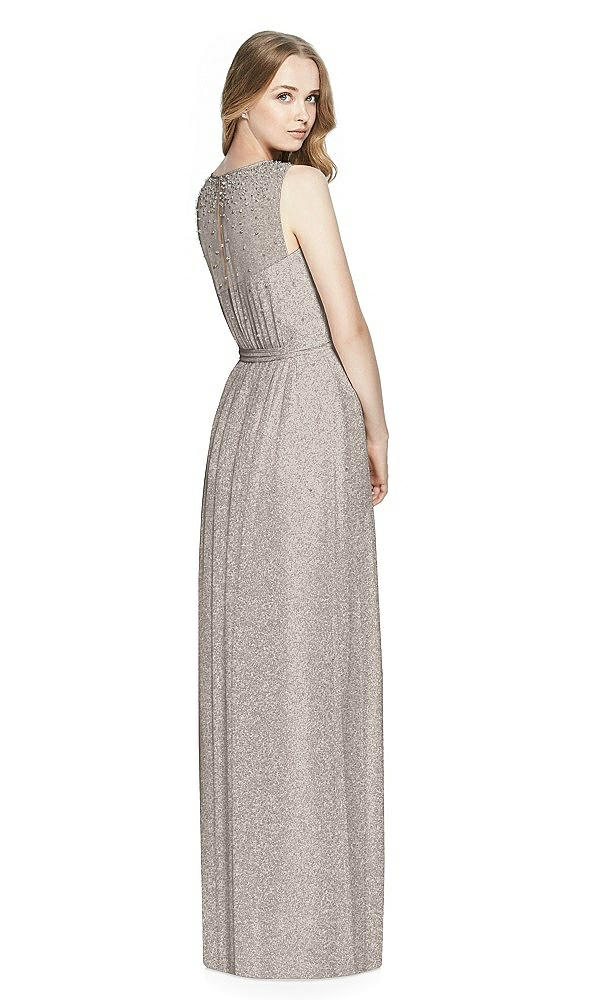 Back View - Taupe Silver Dessy Shimmer Bridesmaid Dress 3025LS