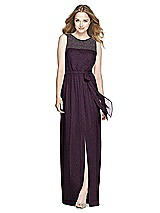 Front View Thumbnail - Aubergine Silver Dessy Shimmer Bridesmaid Dress 3025LS
