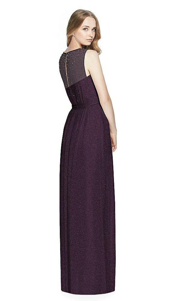Back View - Aubergine Silver Dessy Shimmer Bridesmaid Dress 3025LS