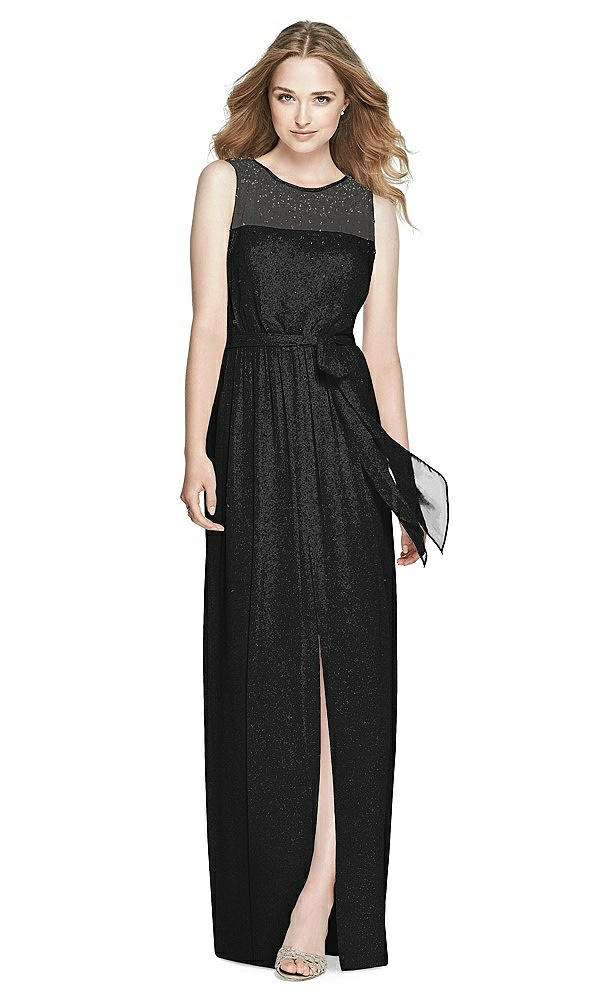 Front View - Black Silver Dessy Shimmer Bridesmaid Dress 3025LS