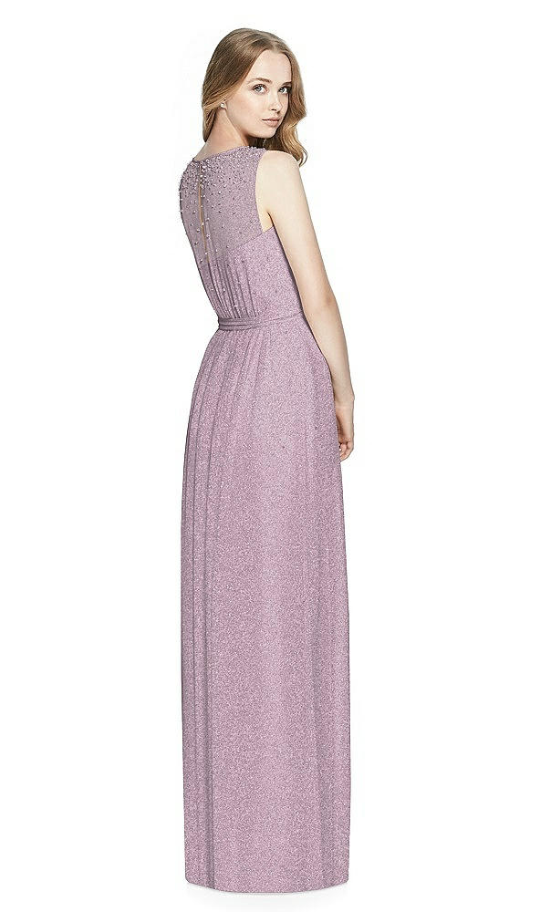Back View - Suede Rose Silver Dessy Shimmer Bridesmaid Dress 3025LS