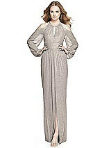 Front View Thumbnail - Taupe Silver Dessy Shimmer Bridesmaid Dress 3018LS