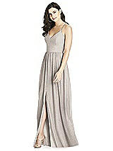 Front View Thumbnail - Taupe Silver Dessy Shimmer Bridesmaid Dress 3019LS