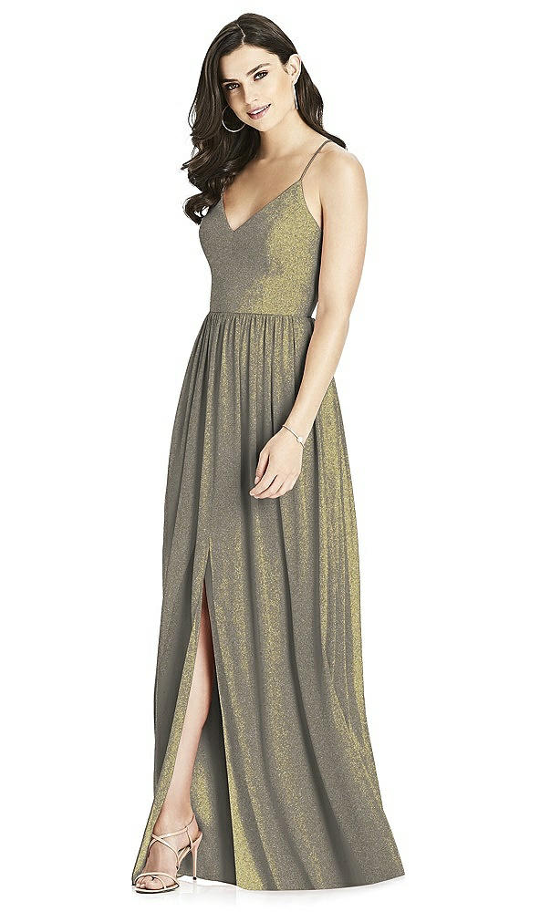 Front View - Mocha Gold Dessy Shimmer Bridesmaid Dress 3019LS