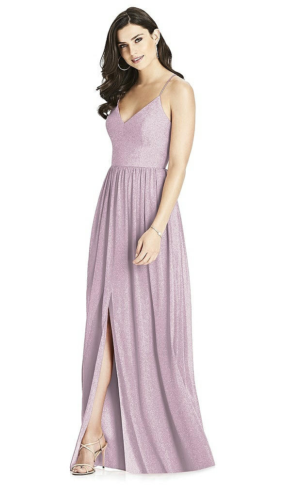 Front View - Suede Rose Silver Dessy Shimmer Bridesmaid Dress 3019LS