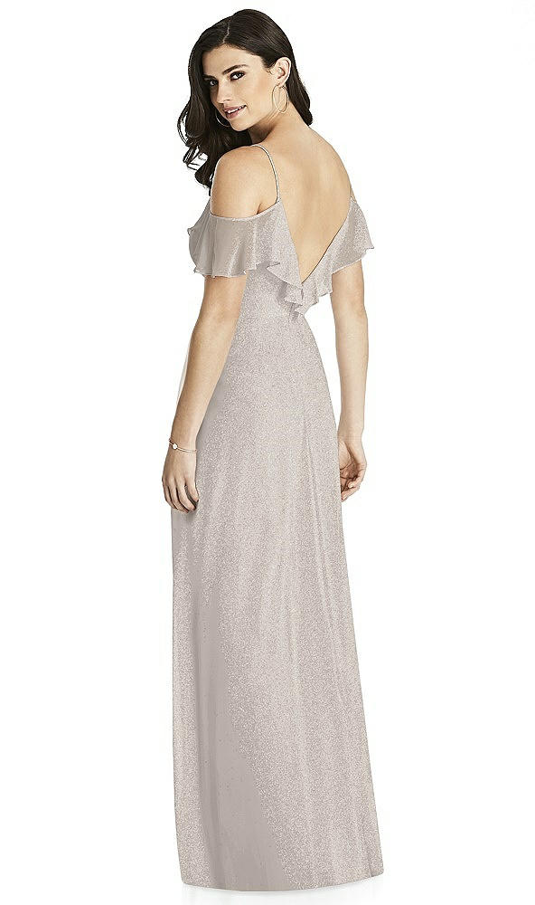 Back View - Taupe Silver Dessy Shimmer Bridesmaid Dress 3020LS