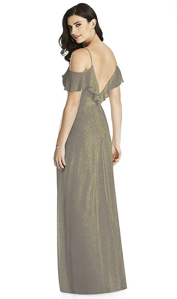 Back View - Mocha Gold Dessy Shimmer Bridesmaid Dress 3020LS