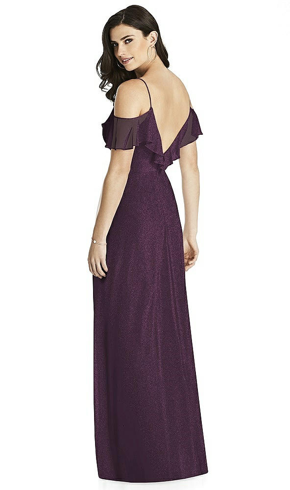 Back View - Aubergine Silver Dessy Shimmer Bridesmaid Dress 3020LS