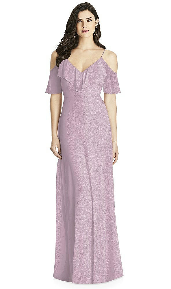 Front View - Suede Rose Silver Dessy Shimmer Bridesmaid Dress 3020LS
