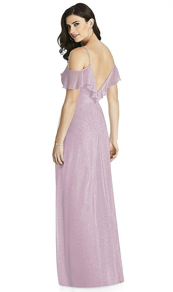 Back View - Suede Rose Silver Dessy Shimmer Bridesmaid Dress 3020LS