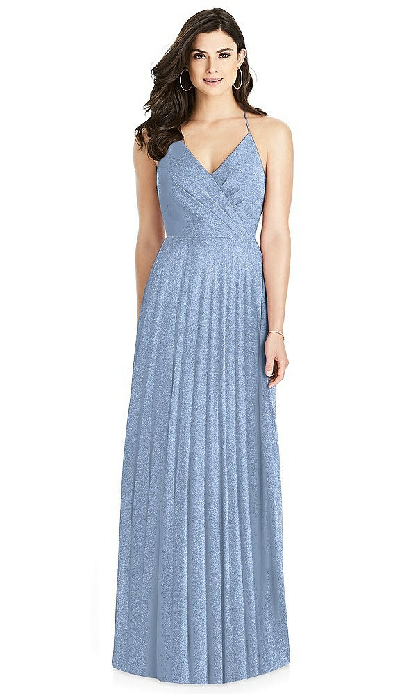 Back View - Cloudy Silver Dessy Shimmer Bridesmaid Dress 3021LS