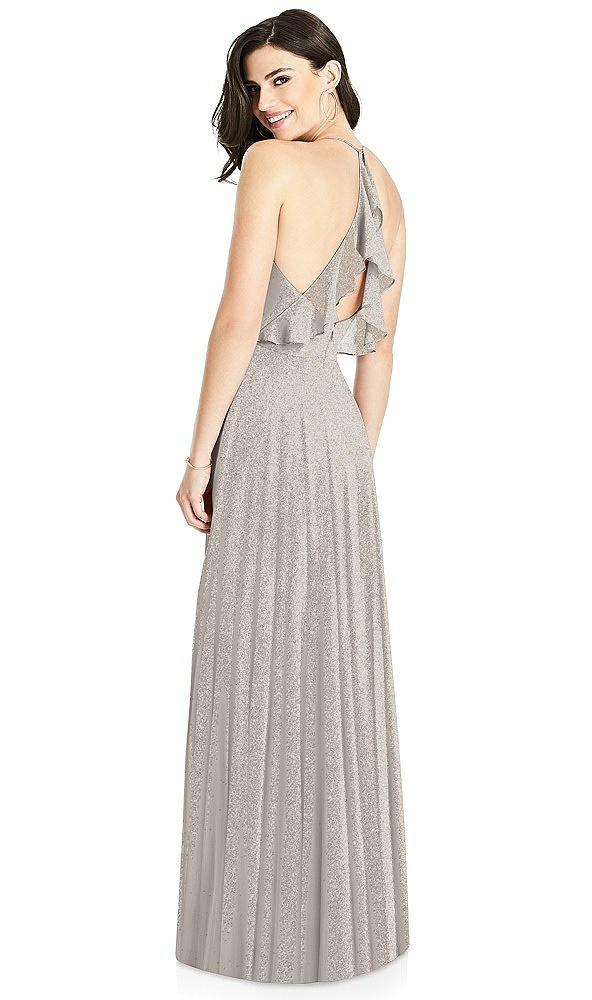 Front View - Taupe Silver Dessy Shimmer Bridesmaid Dress 3021LS