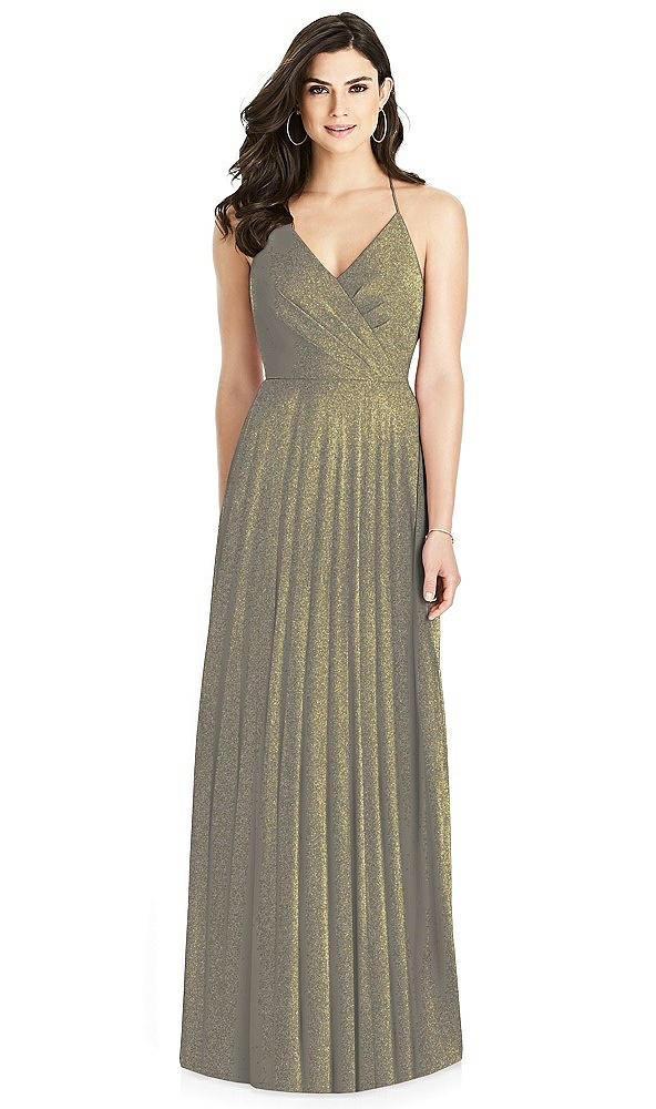Back View - Mocha Gold Dessy Shimmer Bridesmaid Dress 3021LS