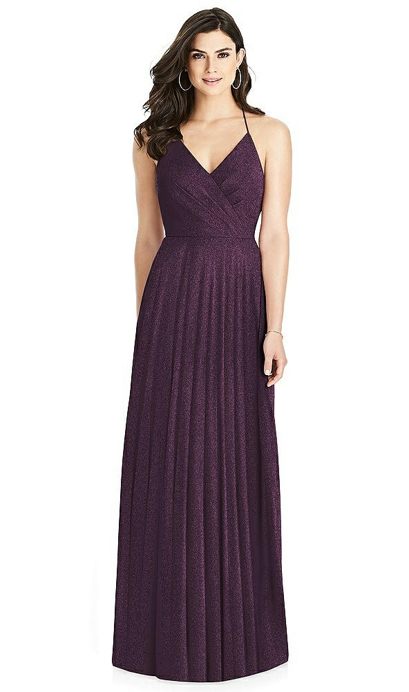 Back View - Aubergine Silver Dessy Shimmer Bridesmaid Dress 3021LS