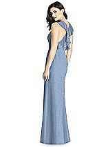 Front View Thumbnail - Cloudy Silver Shimmer Halter-Neck Ruffle-Back Chiffon Trumpet Gown
