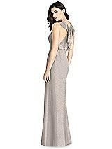 Front View Thumbnail - Taupe Silver Shimmer Halter-Neck Ruffle-Back Chiffon Trumpet Gown