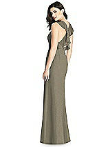 Front View Thumbnail - Mocha Gold Shimmer Halter-Neck Ruffle-Back Chiffon Trumpet Gown