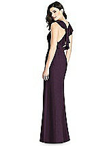 Front View Thumbnail - Aubergine Silver Shimmer Halter-Neck Ruffle-Back Chiffon Trumpet Gown